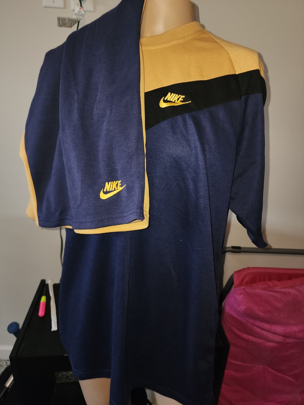 Nike Navy and Gold Colorblock Short Sleeve Tee with Matching Towel